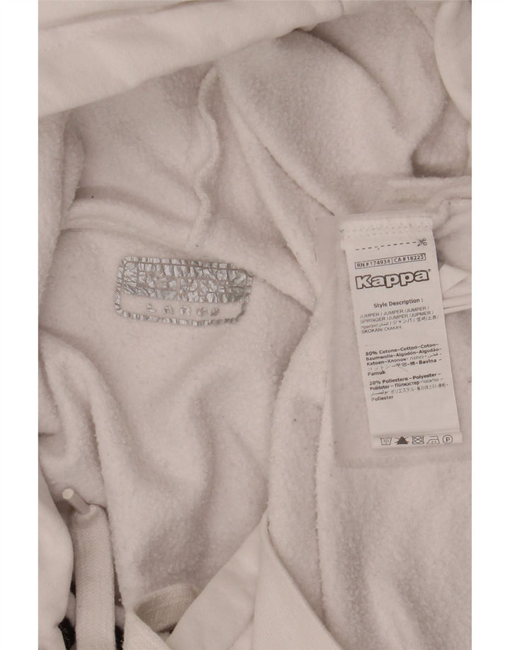 KAPPA Hombre Sudadera con Capucha Gráfica Jersey Grande Algodón Blanco
