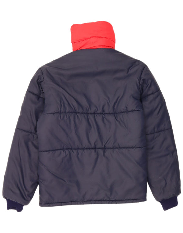 Vintage hombres reversible chaqueta acolchada Reino Unido 38 medio azul marino colorblock