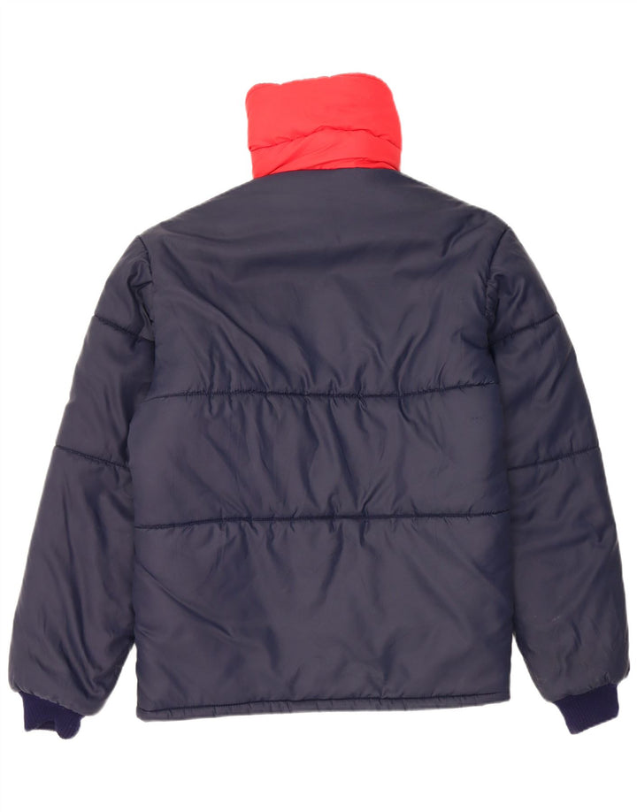 Vintage hombres reversible chaqueta acolchada Reino Unido 38 medio azul marino colorblock