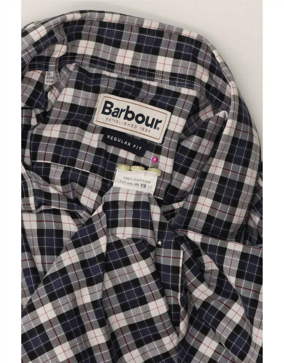 Barbour Camisa De Franela Hombre XL Algodón A Cuadros Azul Marino