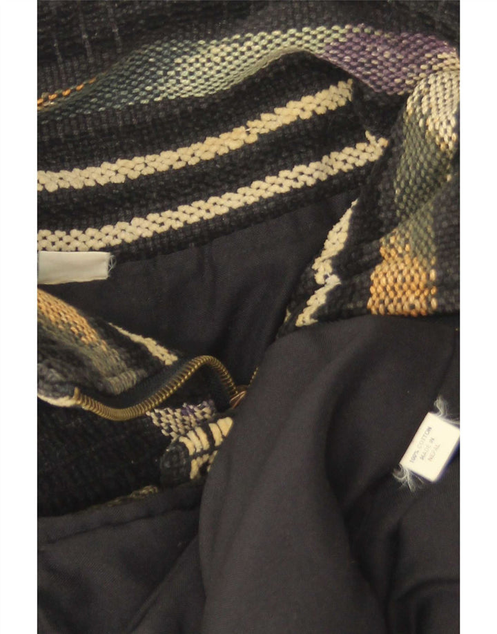 Vintage hombres bomber chaqueta Reino Unido 38 algodón de rayas negro medio