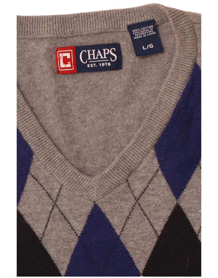 CHAPS Chaleco para hombre Camiseta sin mangas Grande Gris Argyle/Diamond Algodón