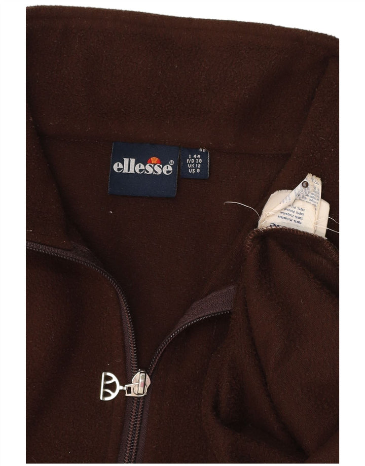 ELLESSE Jersey de forro polar con cuello y cremallera extragrande para mujer UK 12 Marrón medio