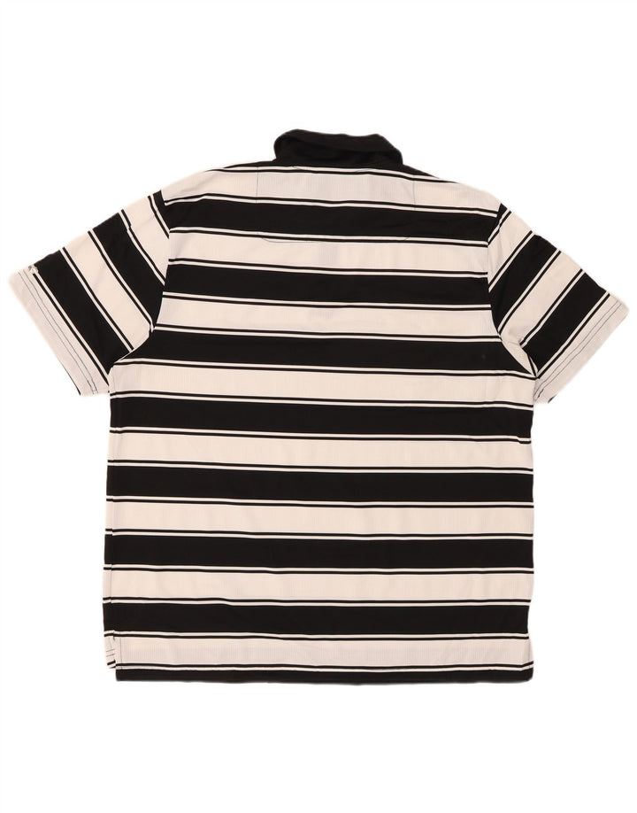 IZOD Polo de rugby para hombre, tamaño grande, poliéster a rayas negras