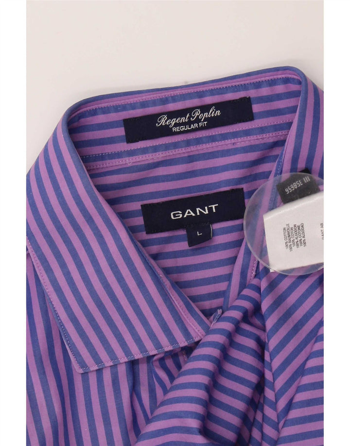 Camisa Gant Regular Fit De Algodón A Rayas Azul Grande |