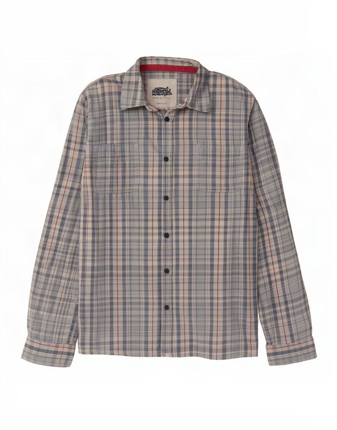 Weird Fish Camisa de franela para hombre 2XL Algodón a cuadros azul