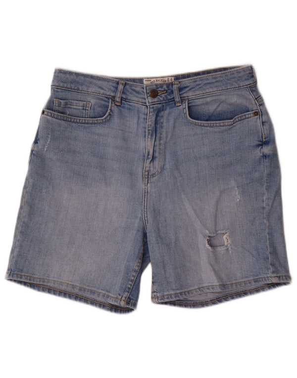 Pantalones cortos de mezclilla desgastados para mujer Fat Face UK 12 Medium W30 Algodón azul