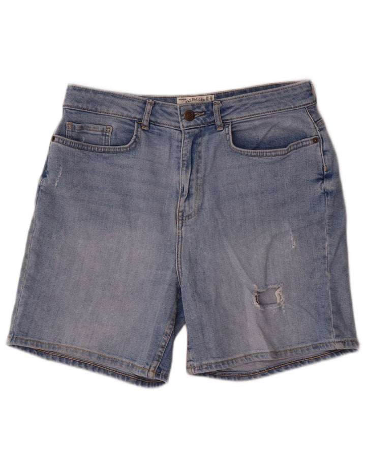 Pantalones cortos de mezclilla desgastados para mujer Fat Face UK 12 Medium W30 Algodón azul