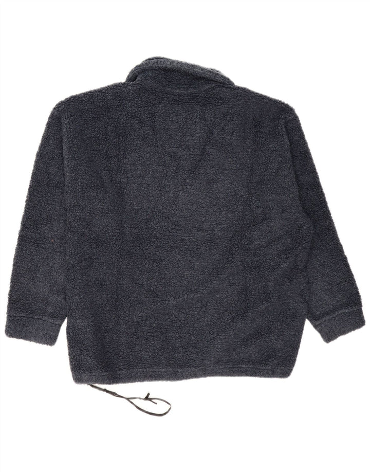 Belfe Hombre Jersey De Forro Polar Con Cuello De Polo Y Gráfico Extragrande Azul Marino Medio