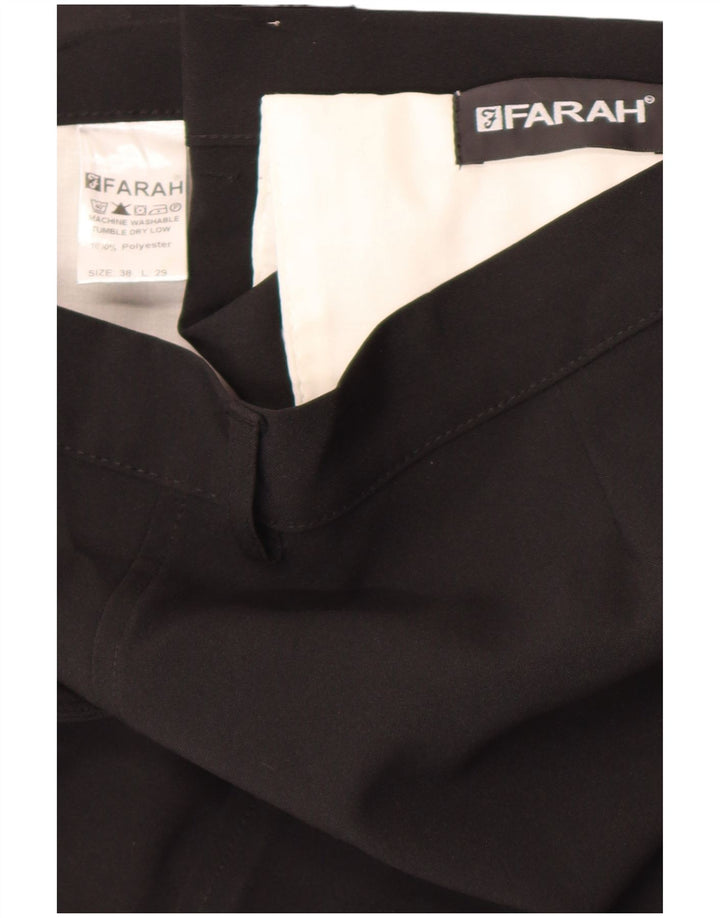 Farah Pantalones Casuales Rectos Para Hombre W38 L29 Poliéster Negro