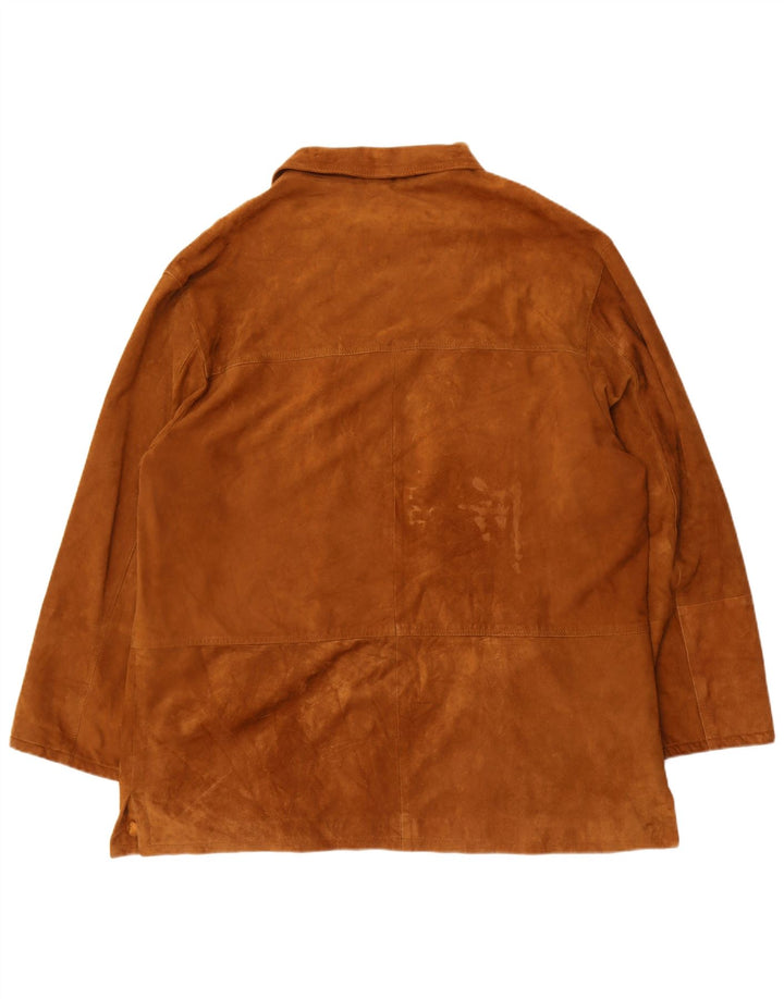 Vintage hombres ante chaqueta tamaño 62 4XL cuero marrón