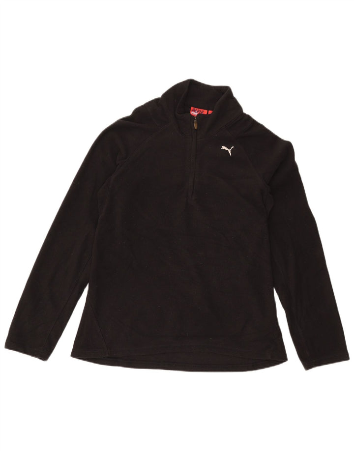 Puma Mujer Zip Neck Fleece Jumper UK 12 Mediano Negro Poliéster