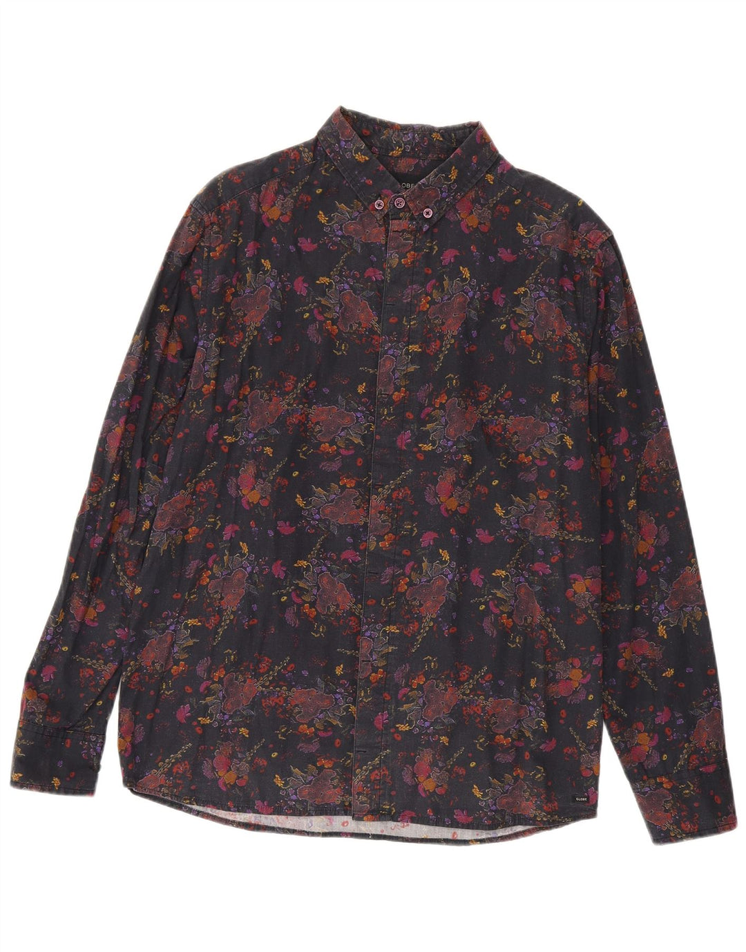 Camisa vintage para hombre grande algodón floral negro