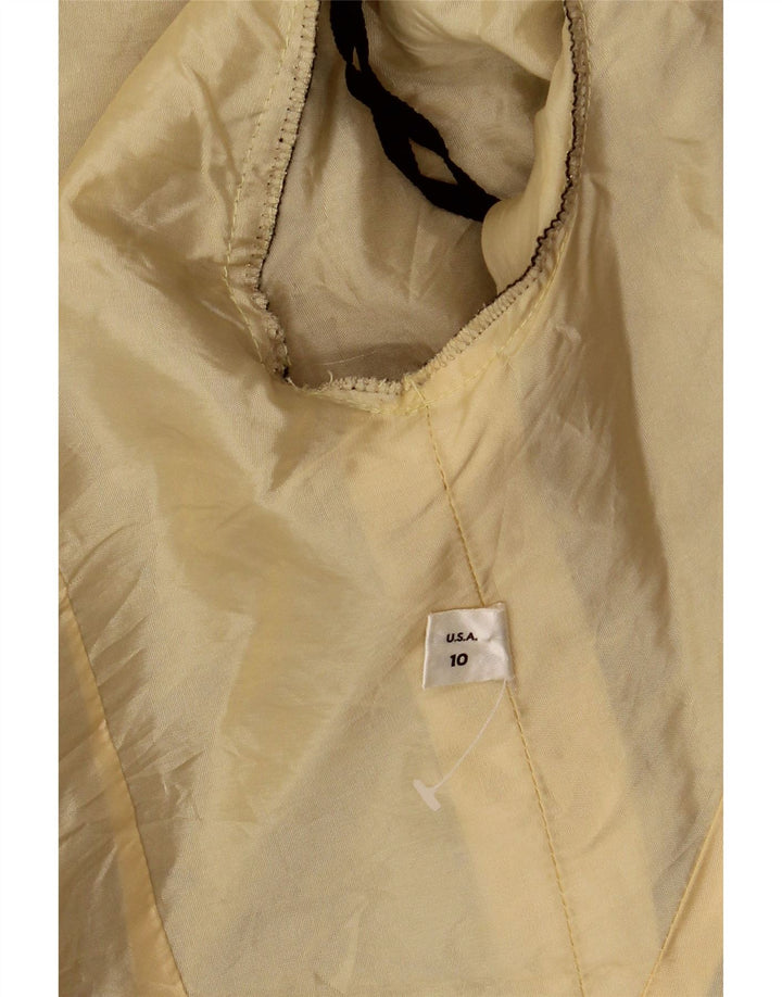 VINTAGE Chaqueta Bolero Abierta para Mujer US 10 Chevron Dorado Grande