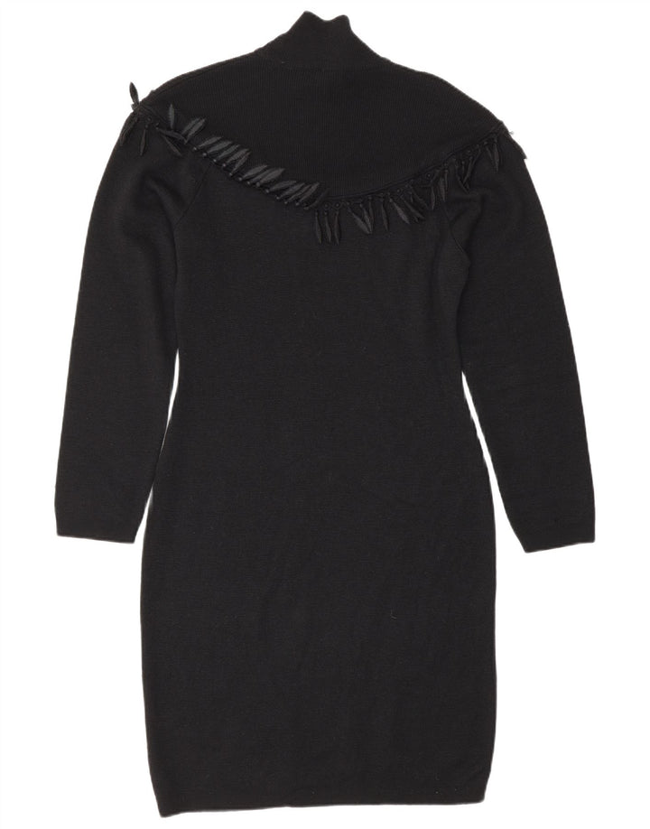 Vestido estilo jersey de manga larga para mujer Byblos IT 42 Medium Black Wool