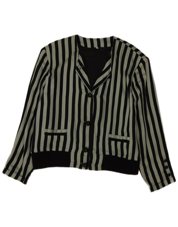 Blusa vintage para mujer EU 44 XL Viscosa a rayas verdes