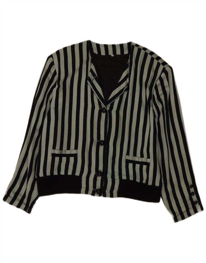 Blusa vintage para mujer EU 44 XL Viscosa a rayas verdes