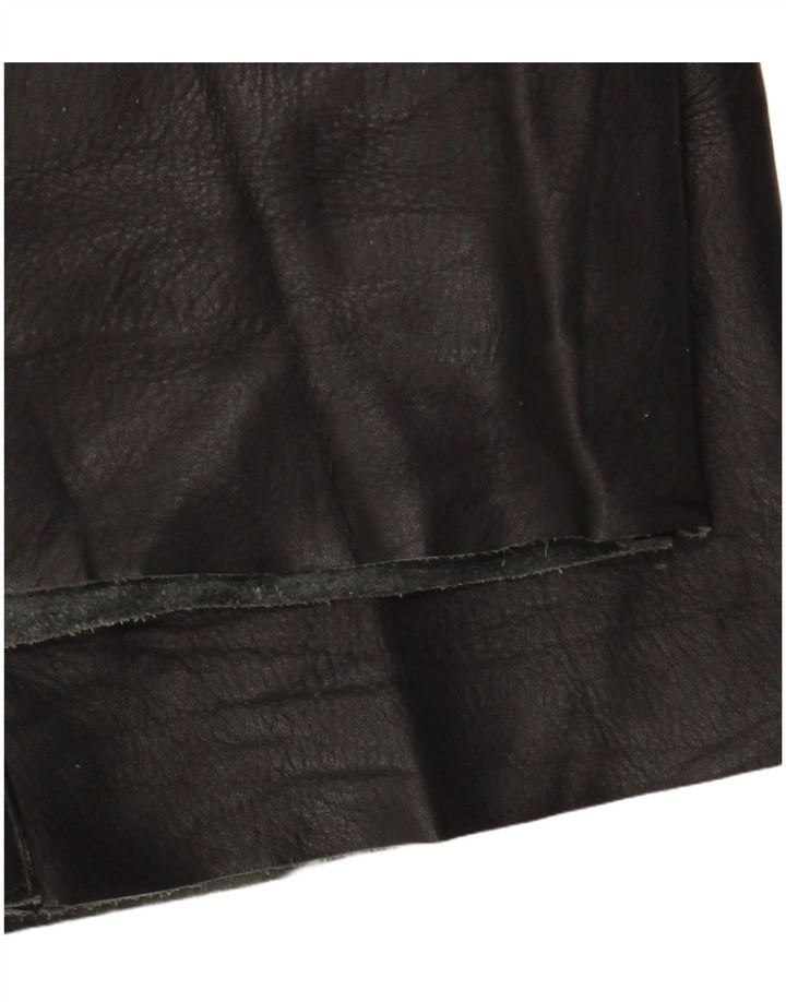 MODEKA Pantalones rectos de cuero para hombre W37 L33 Cuero negro