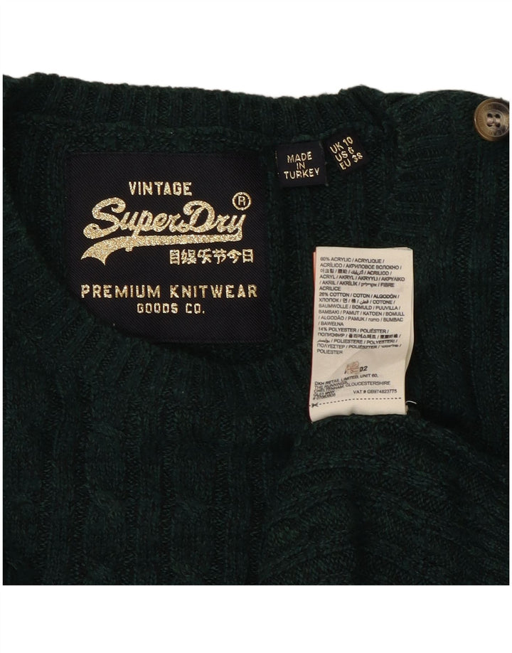 SUPERDRY Suéter tipo jersey con cuello barco para mujer Reino Unido 40 Pequeño Acrílico verde