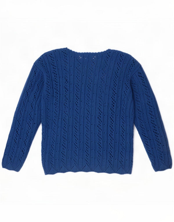 Suéter vintage con cuello barco para mujer UK 46 Azul grande
