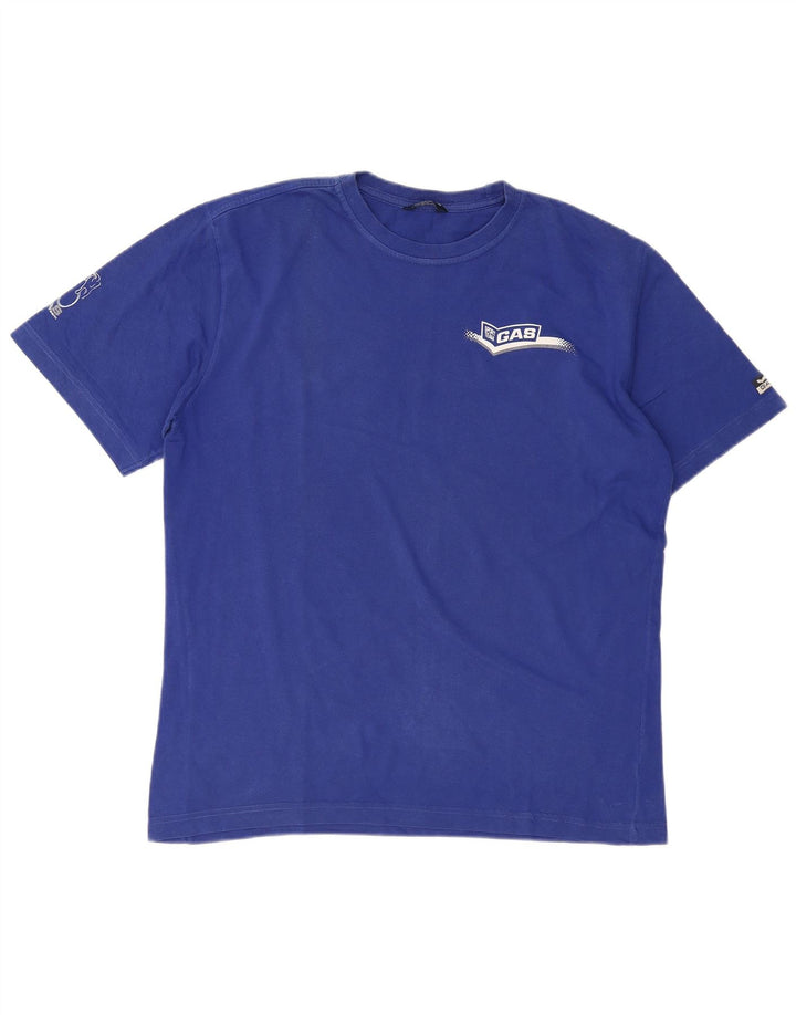 GAS Camiseta gráfica para hombre Top grande de algodón azul