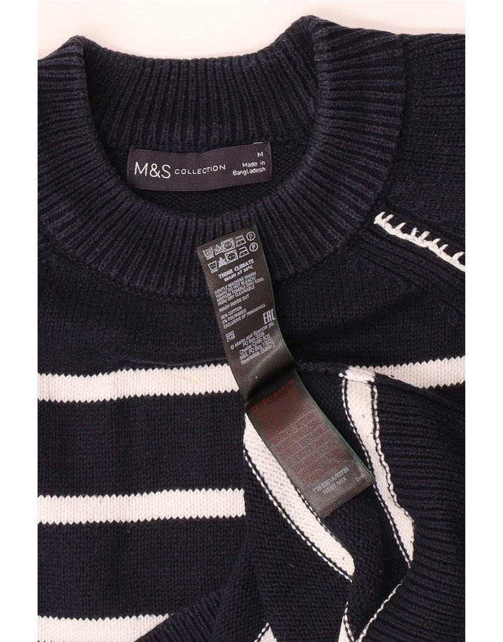 Marks & Spencer - Jersey de cuello redondo para hombre, color azul marino, a rayas