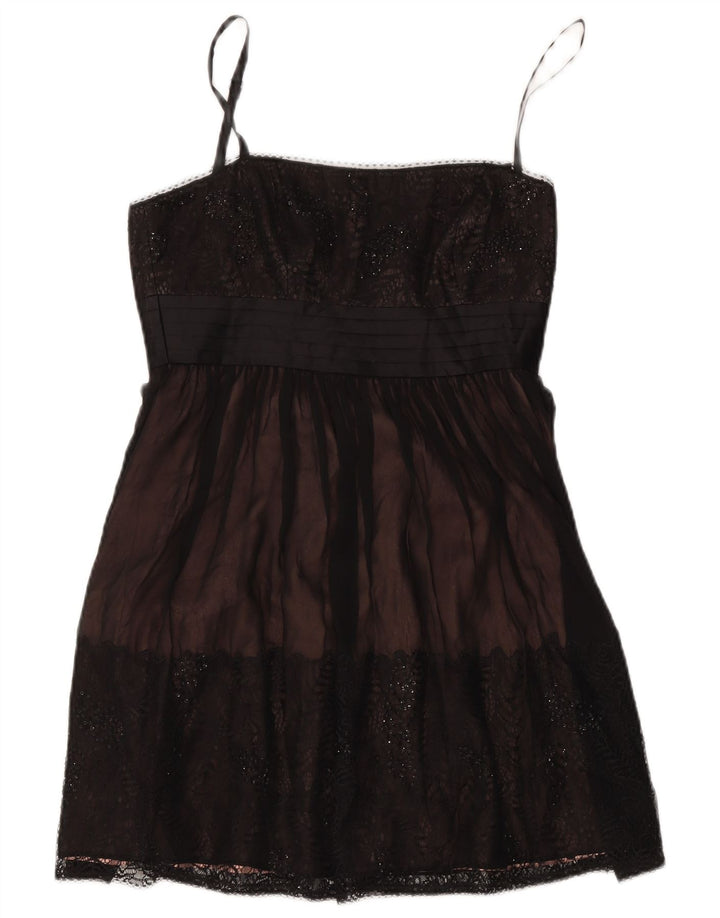BCBGMAXAZRIA Vestido corto con hombros descubiertos para mujer UK 8 Small Negro