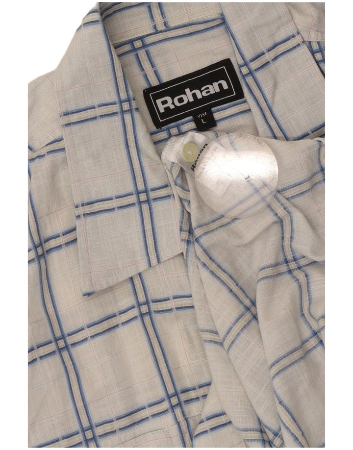 Rohan Camisa De Manga Corta Para Hombre Poliéster A Cuadros Blanco Grande