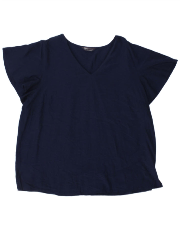 Marks & Spencer Blusa para Mujer Top UK 20 2XL Azul Marino Viscosa