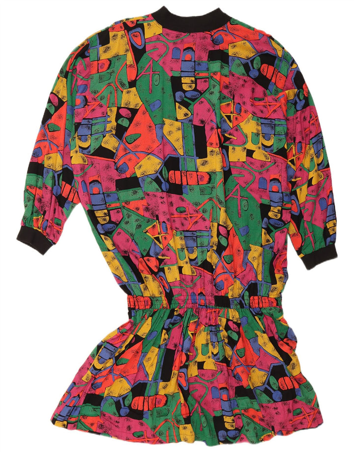 Vintage mujer caída cintura vestido EU 38 medio multicolor geométrico
