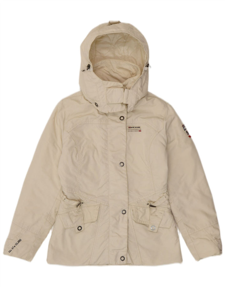 CAPE HORN Chaqueta cortavientos con capucha para mujer UK 14 Medium Off White