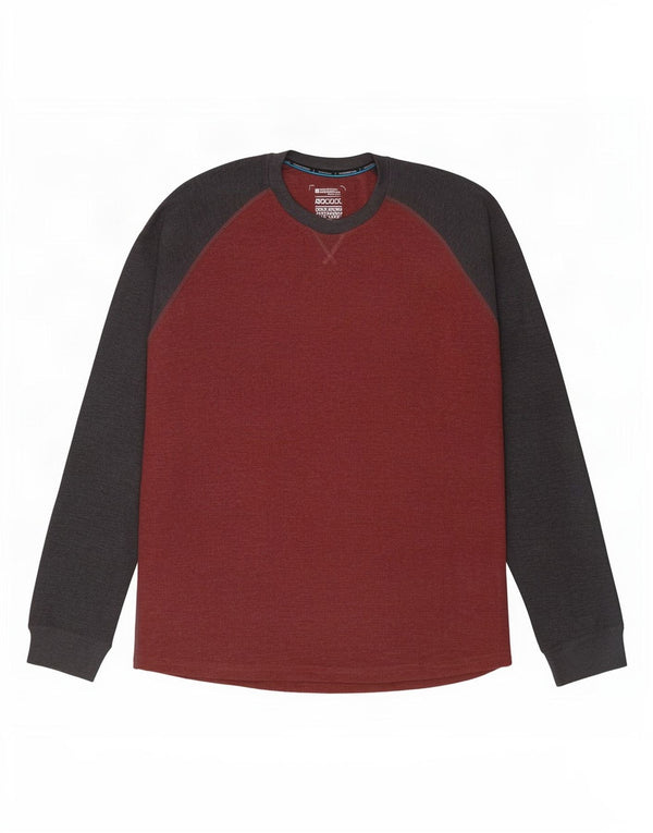 Mountain Warehouse Mens Top Long Sleeve 3XL Burgundy Colourblock Cotton