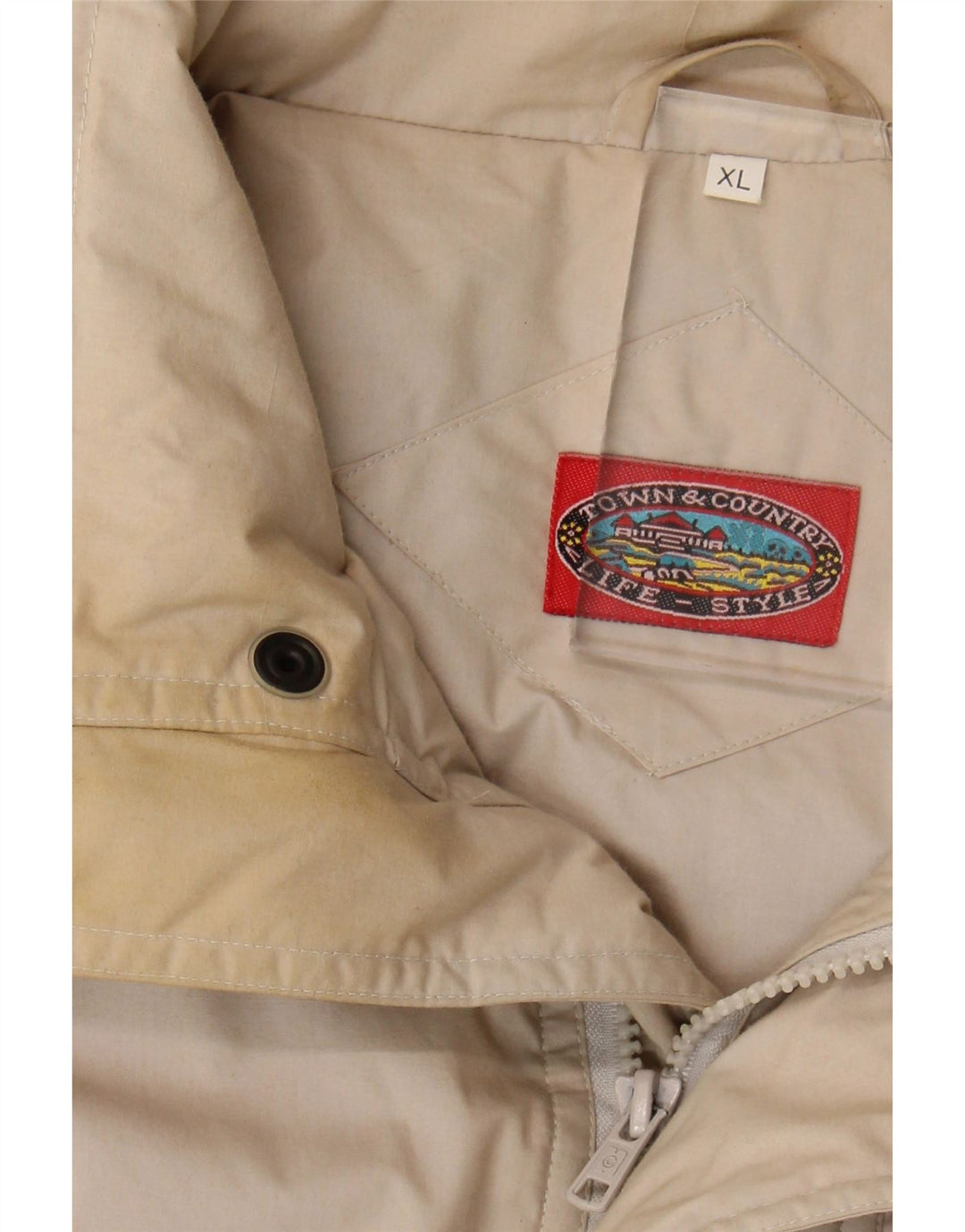 Vintage hombres acolchado abrigo Reino Unido 42 XL Beige