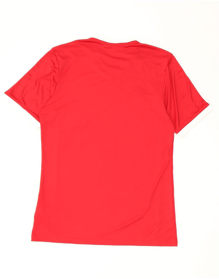 Adidas Hombre Climalite Camiseta Top Medio Rojo Colorblock Poliéster