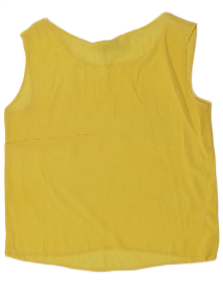 Vintage mujer crop blusa sin mangas Top IT 42 Acetato amarillo medio