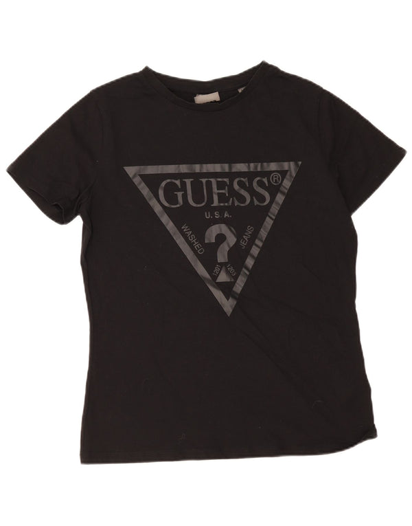 Guess Camiseta gráfica para mujer Top UK 12 Medium Black Cotton
