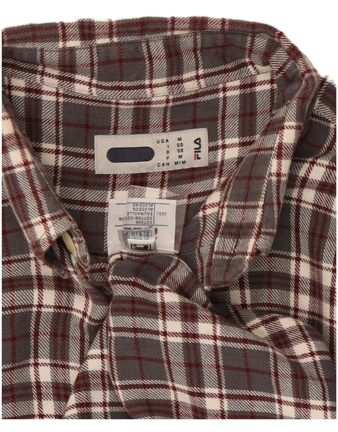 Camisa de franela Fila para hombre de algodón a cuadros gris medio