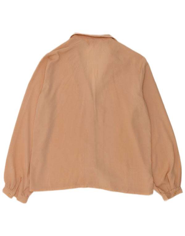 Vintage mujer camisa blusa Reino Unido 14 medio beige manchado