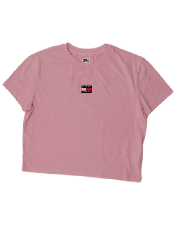 Tommy Hilfiger Camiseta corta con gráfico para mujer UK 40 Algodón rosa medio