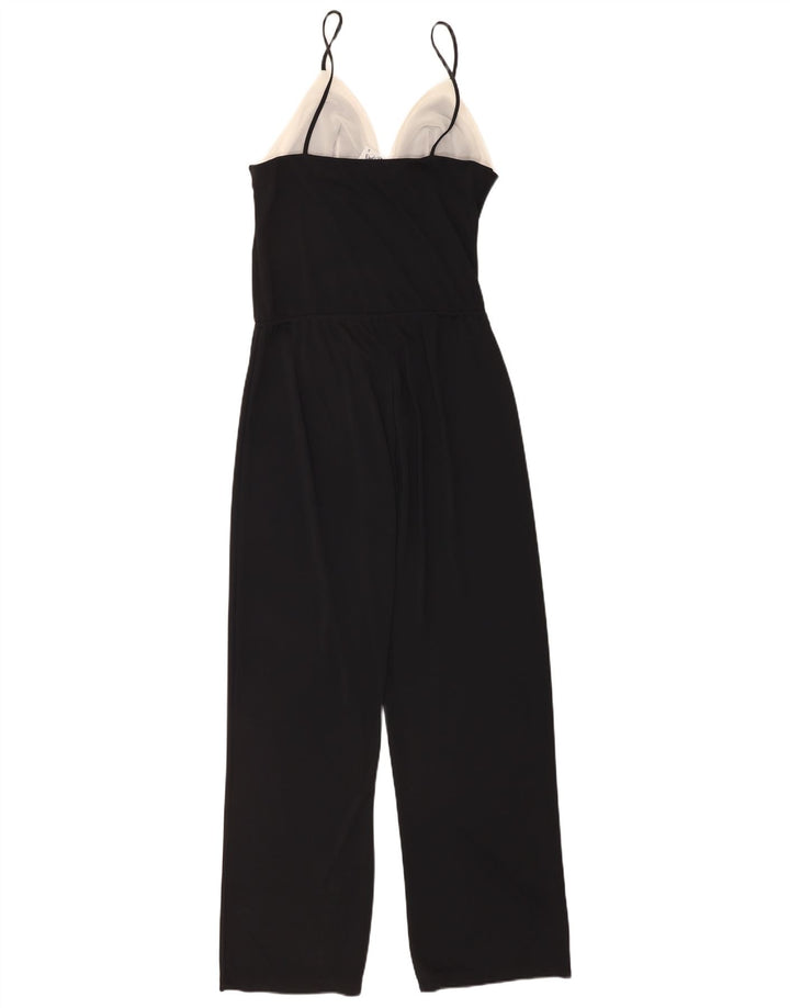 Vintage mujer mono Reino Unido 10 pequeño negro colorblock poliéster