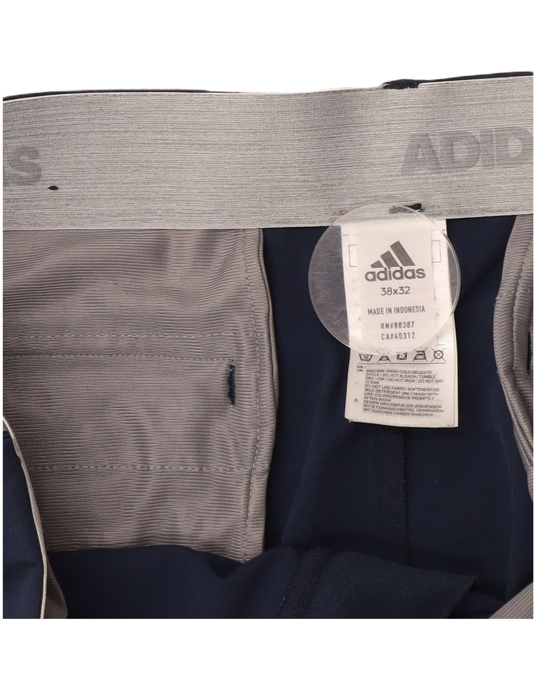 Pantalón chino recto ADIDAS para hombre W38 L32 Nylon azul marino