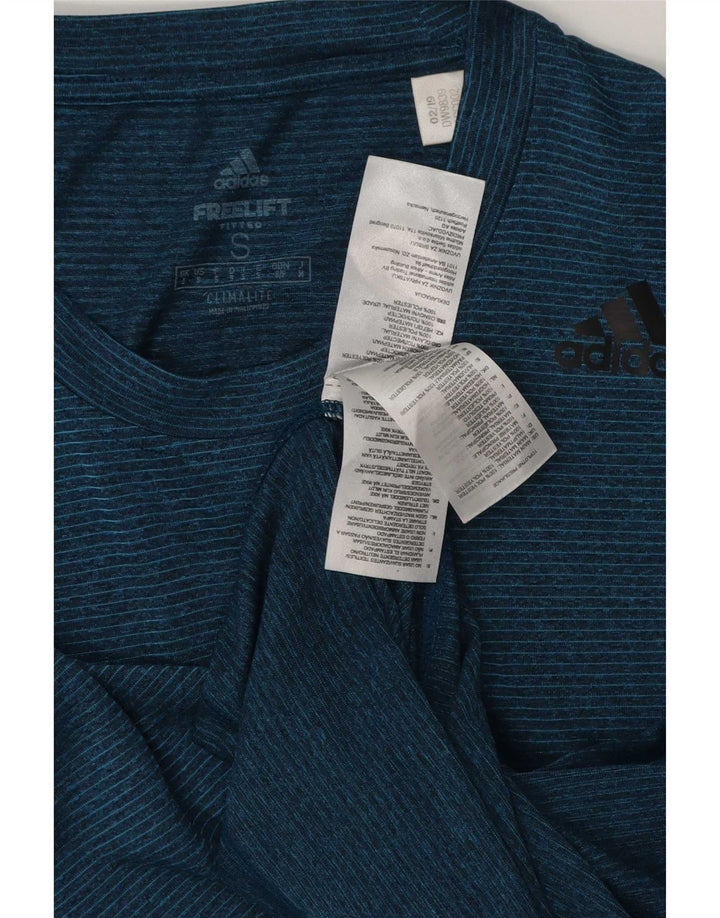 Adidas Mens Climalite Camiseta Top Pequeño Azul Marino Rayas Poliéster