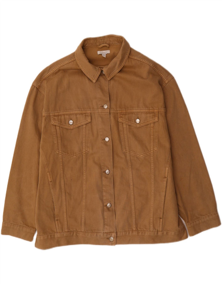 Zara Mujer Chaqueta Vaquera Extragrande UK 40 XL Algodón Marrón