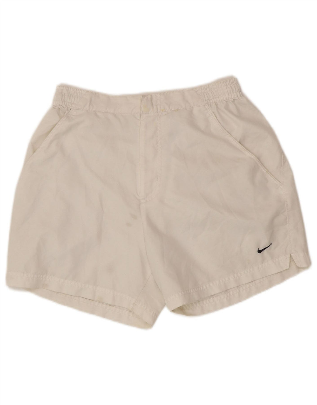 NIKE Pantalones cortos chinos para hombre pequeños W28 poliéster blanco
