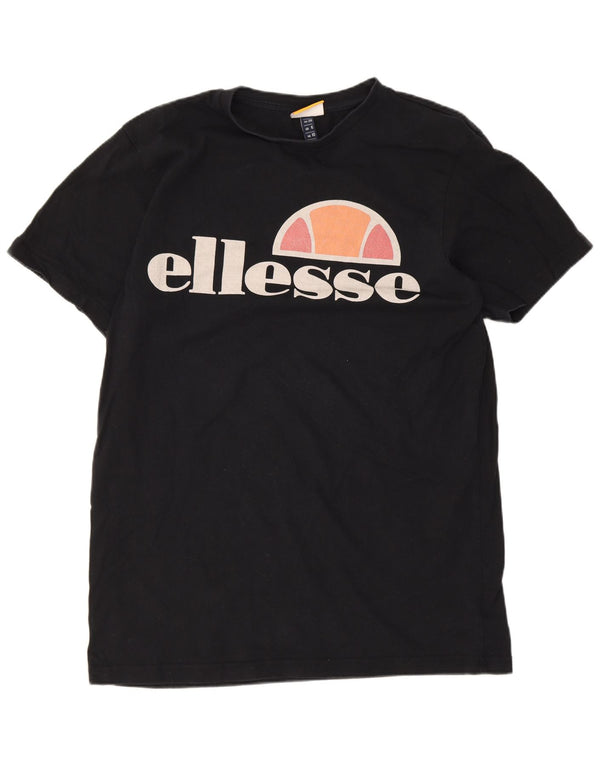 Ellesse Camiseta gráfica para mujer Top UK 10 Small Black Cotton