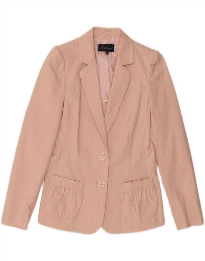 LUISA SPAGNOLI Chaqueta tipo blazer de 2 botones para mujer IT 42 Rayas rosas medianas