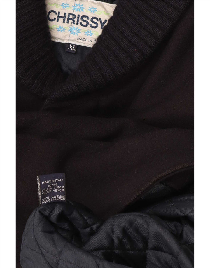 Vintage Hombre Abrigo Reino Unido 42 XL Viscosa Negra