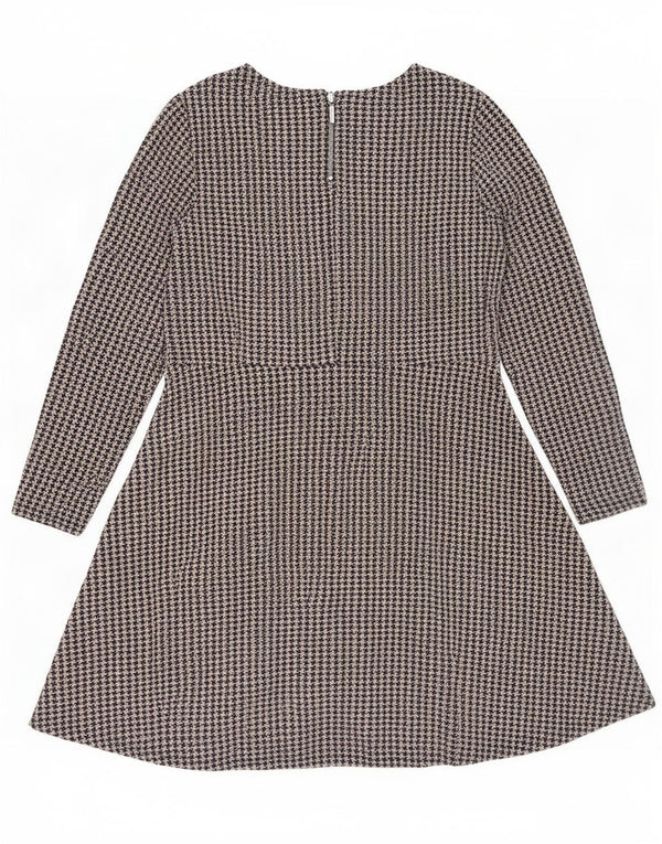 Marks & Spencer Vestido con vuelo de manga larga para mujer UK 40 XL Pata de gallo negra