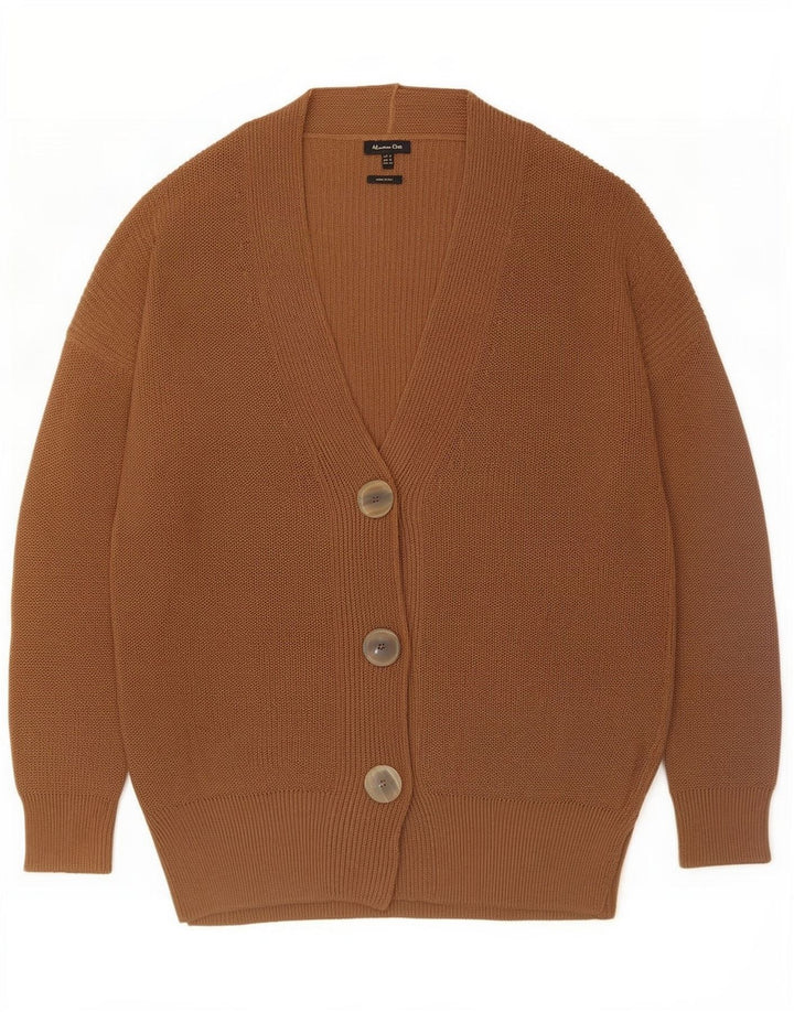 Massimo Dutti Cárdigan Largo para Mujer UK 44 Poliéster Marrón Medio