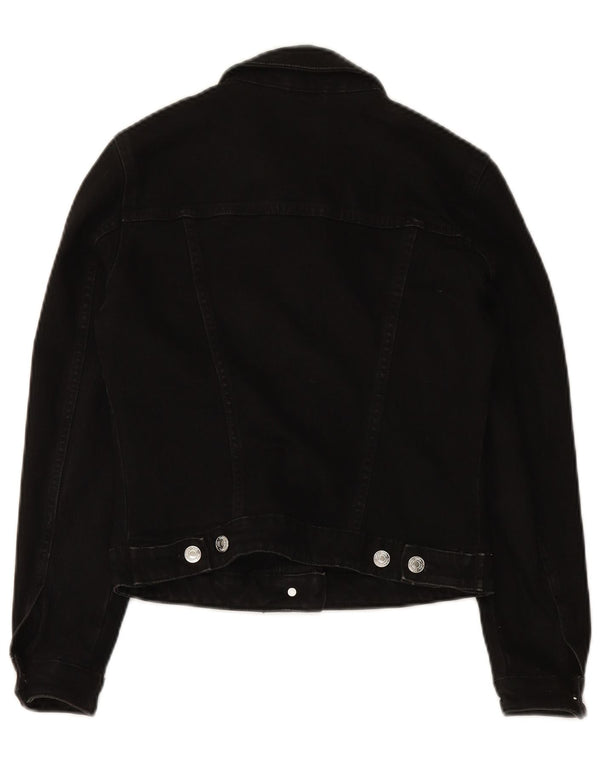 ZARA Chaqueta vaquera corta para mujer UK 10 Small Algodón negro